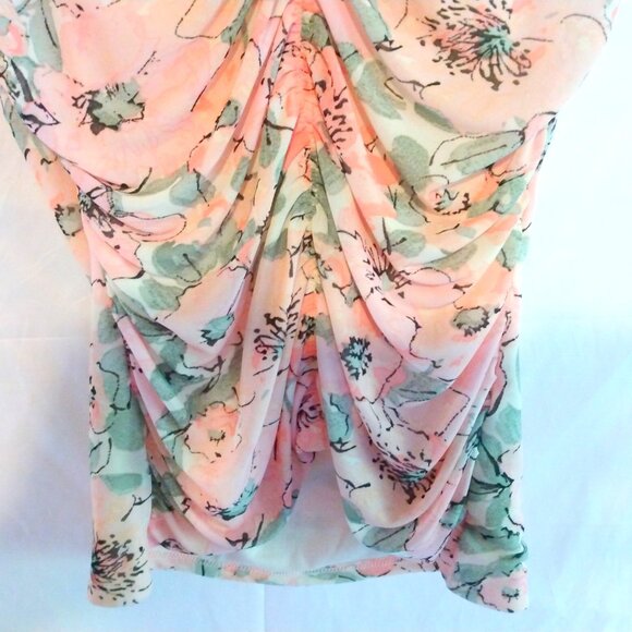 A New Day Ruched Pastel Floral Sleeveless Top M Coquette Romantic Cottagecore - Picture 3 of 8